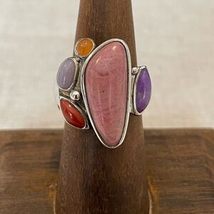 Vintage Whitney Kelly Ring Size 7 Sterling Silver .925 Pink Stone